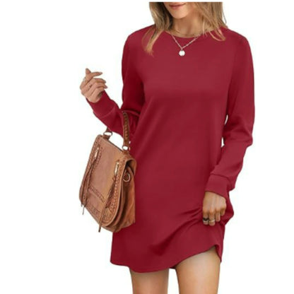 Robe Femme Col Rond Manches Longues Mini