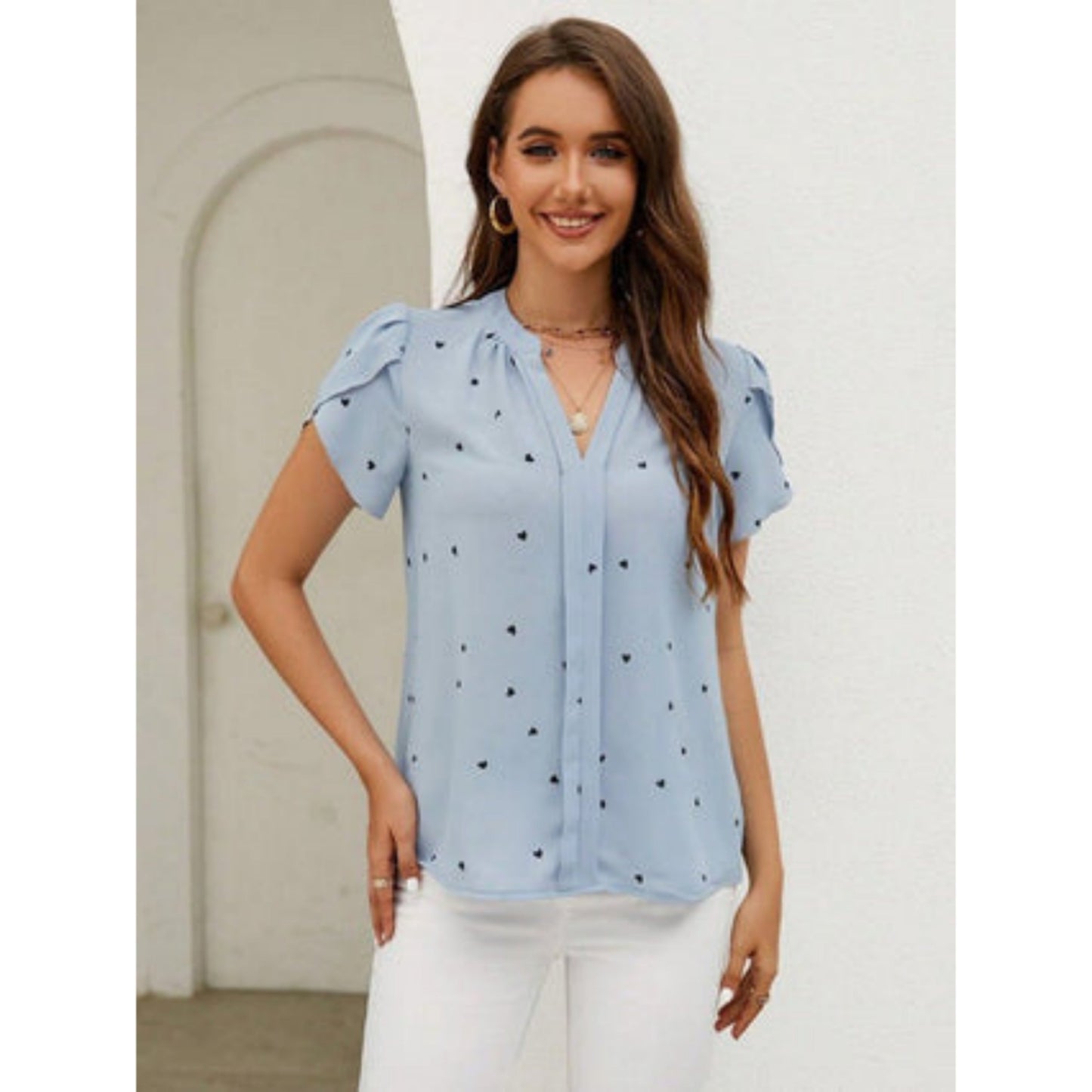 Blouse Élégante Manches Courtes Femmes