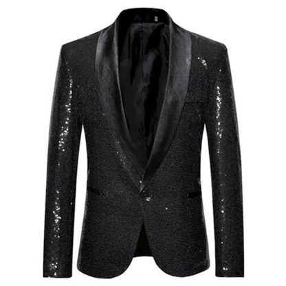 Blazer Homme Noir Paillettes Élégant