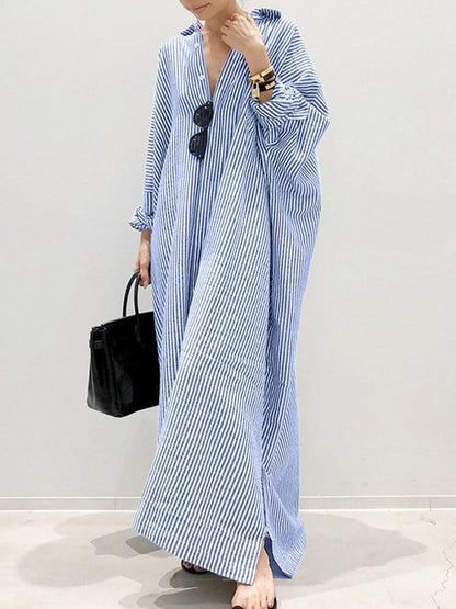Robe Été Rayée Manches Courtes pour Femme