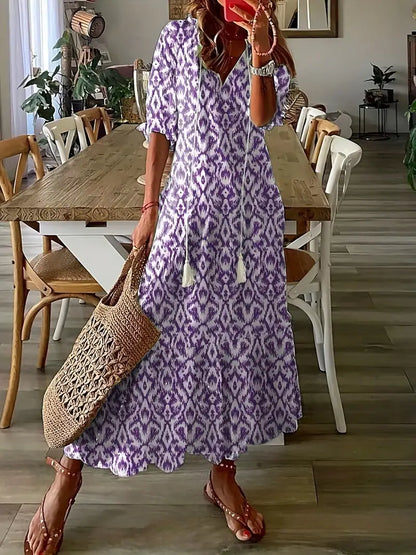 Robe Été Chiffon Léger avec Volants et Col en V