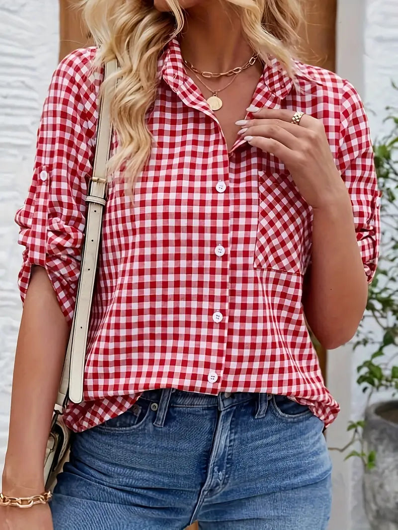 Blouse Femme Carreaux décontractée pour Été - PanierRoyale