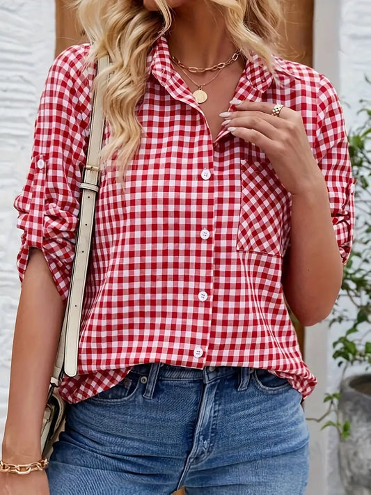 Blouse Femme Carreaux décontractée pour Été - PanierRoyale