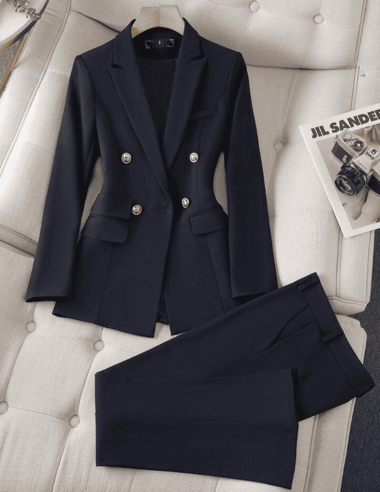 Ensemble Tailleur Femme Blazer Structuré et Pantalon Ajusté