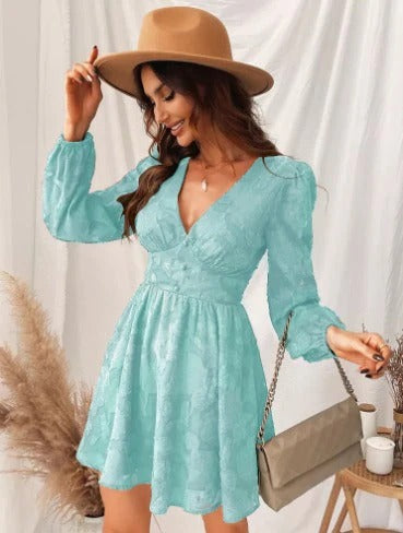 Robe Courte Été pour Femme Col V Décolleté