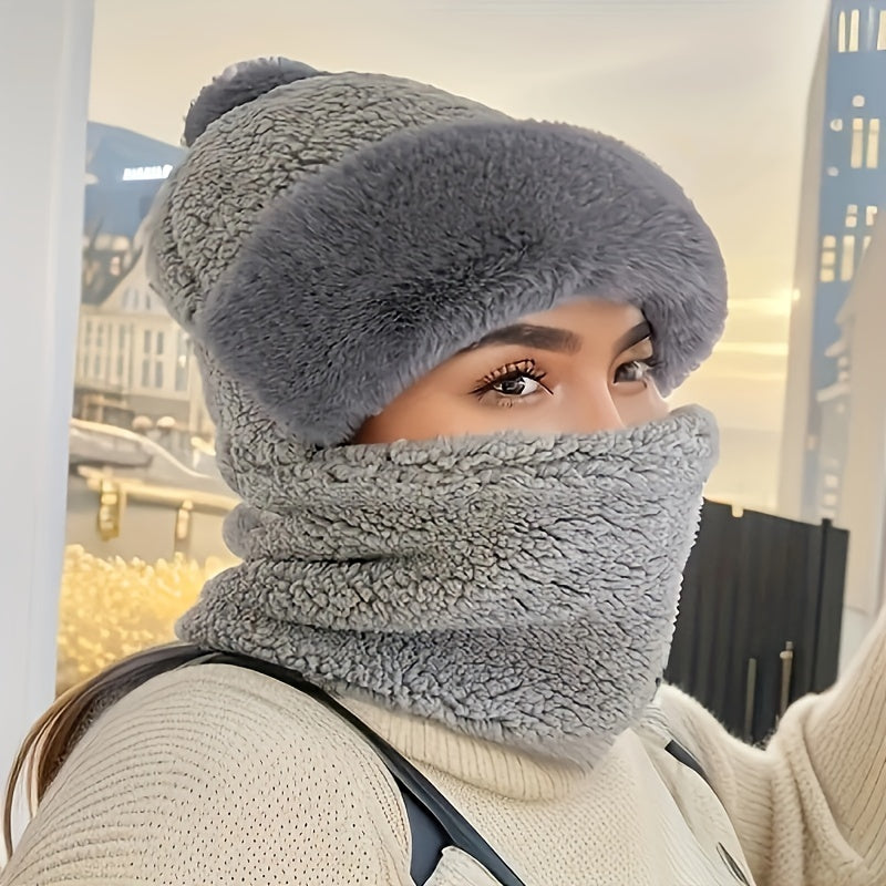 Bonnet et Écharpe Polaire Doux et Chaud Unisexe