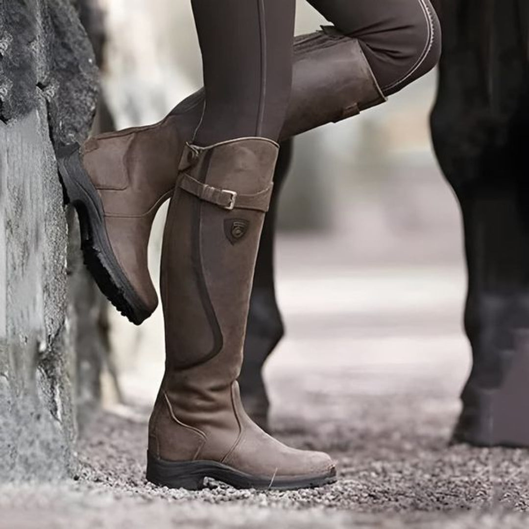 Bottes Équitation Femmes en Cuir Brun Classiques - PanierRoyale