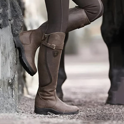 Bottes Équitation Femmes en Cuir Brun Classiques - PanierRoyale