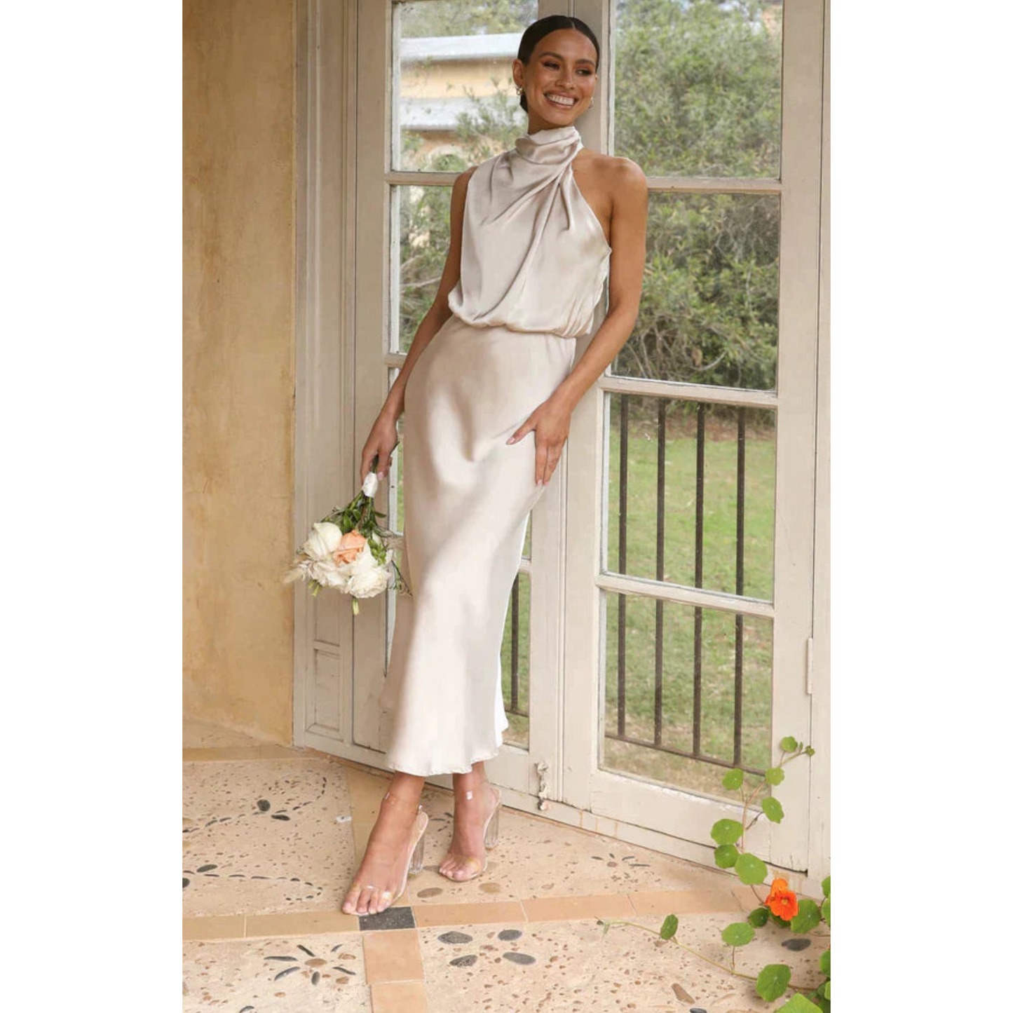 Robe de Soirée Élégante Femme en Satin Luxe