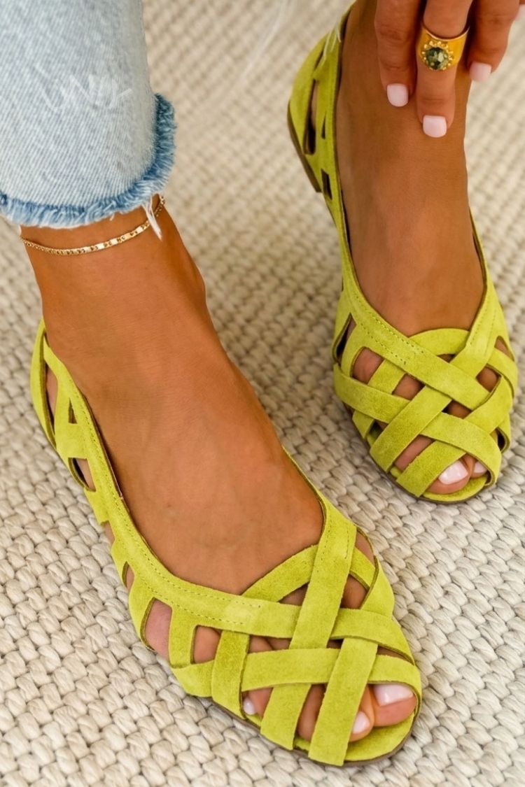 Sandales plates Femme Tressées Bout Ouvert