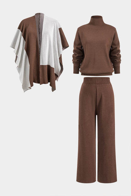Ensemble Élégant Tricot Cape et Pantalon Large - BerlinGlamour