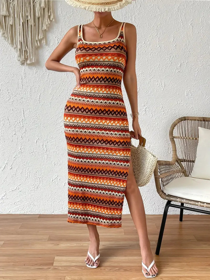 Robe Été Femme Rayée Décontractée sans Manches