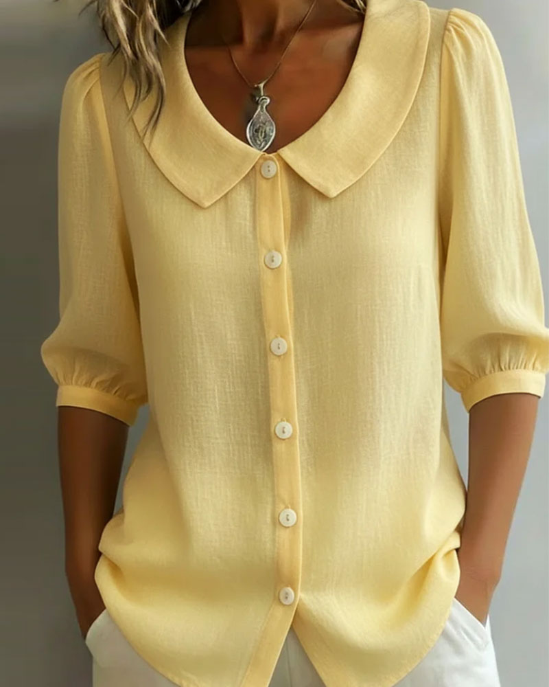Chemisier Femme Coton Col Peter Pan Manches Longues