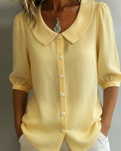 Chemisier Femme Coton Col Peter Pan Manches Longues