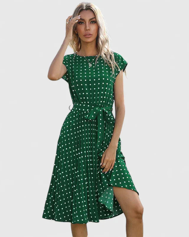 Robe Femme Courte Manches Courtes et Folds