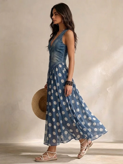 Robe longue Femme Effet Denim Jupe Fluide Coupe Ample
