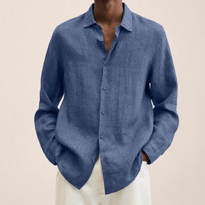 Chemise Homme Manches Longues en Lin, Style Élégant et Moderne