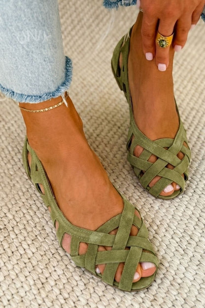 Sandales plates Femme Tressées Bout Ouvert