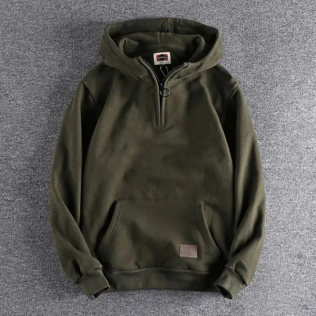 Sweat à Capuche Homme Hiver Chaud avec Poche et Fermeture Éclair