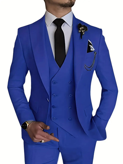Costume Homme 3 Pièces : Blazer, Gilet et Pantalon Élégant