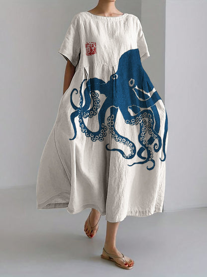 Robe Longue Femme Lin Naturel Élégante et Douce
