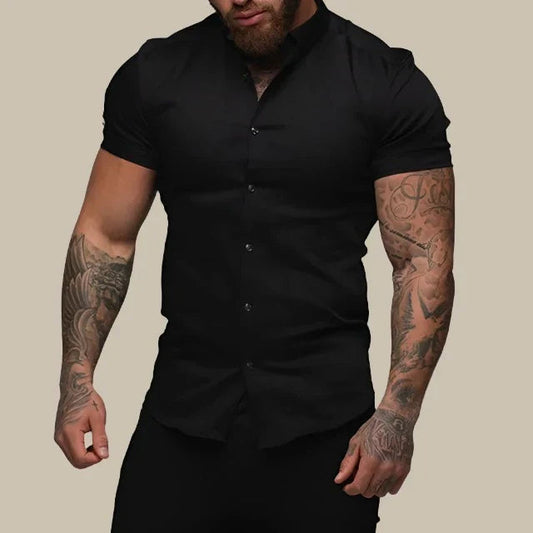 Chemise Femme Élégante Manches Courtes Taille Cintrée - PanierRoyale