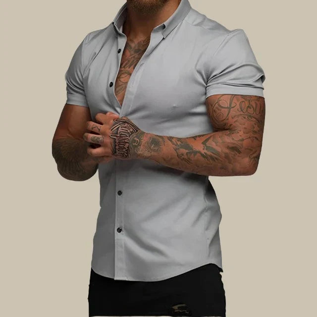 Chemise Femme Élégante Manches Courtes Taille Cintrée