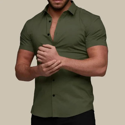 Chemise Femme Élégante Manches Courtes Taille Cintrée