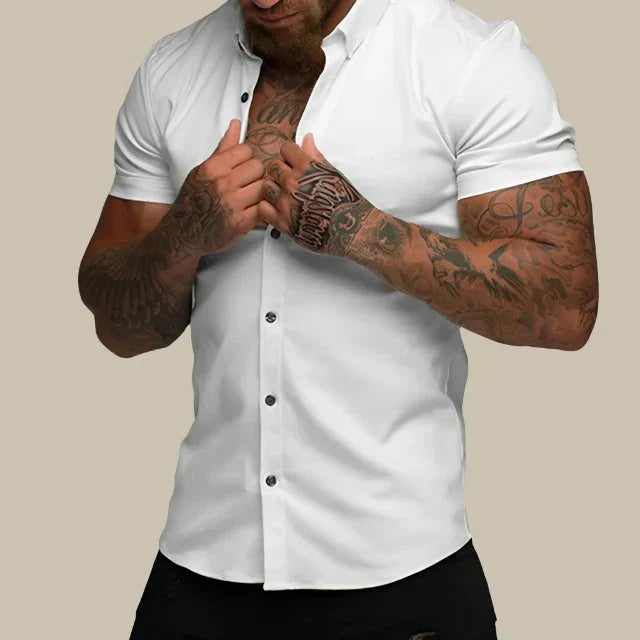 Chemise Femme Élégante Manches Courtes Taille Cintrée
