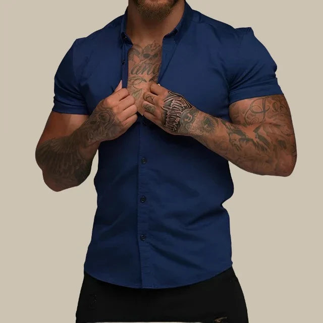 Chemise Femme Élégante Manches Courtes Taille Cintrée