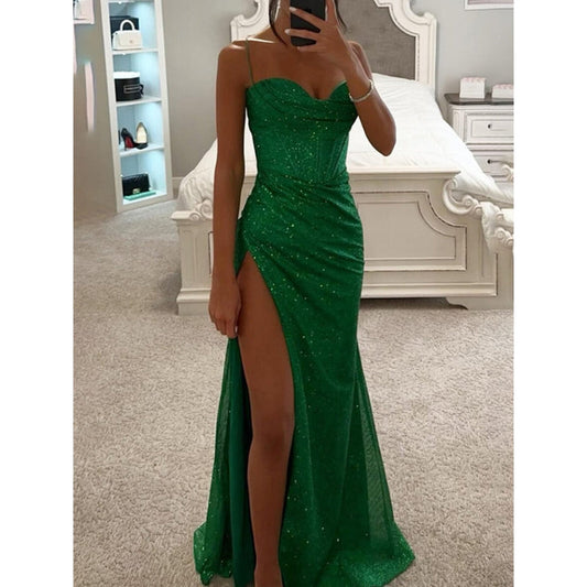 Robe de Soirée Élégante Longue avec Bretelles Délicates - PanierRoyale
