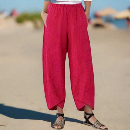 Pantalon Femme Décontracté avec Poches et Taille Élégante