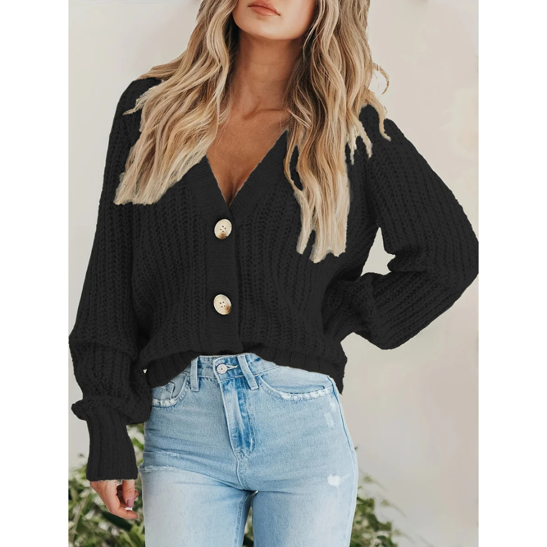 Cardigan Femme Hiver Long Manches Col En V