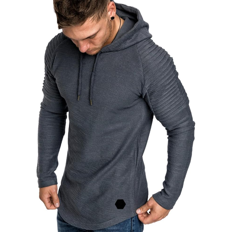 Sweat à Capuche Homme Streetwear avec Manches Côtelées