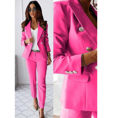 Costume Femme Élégant Tailleur Deux Boutons