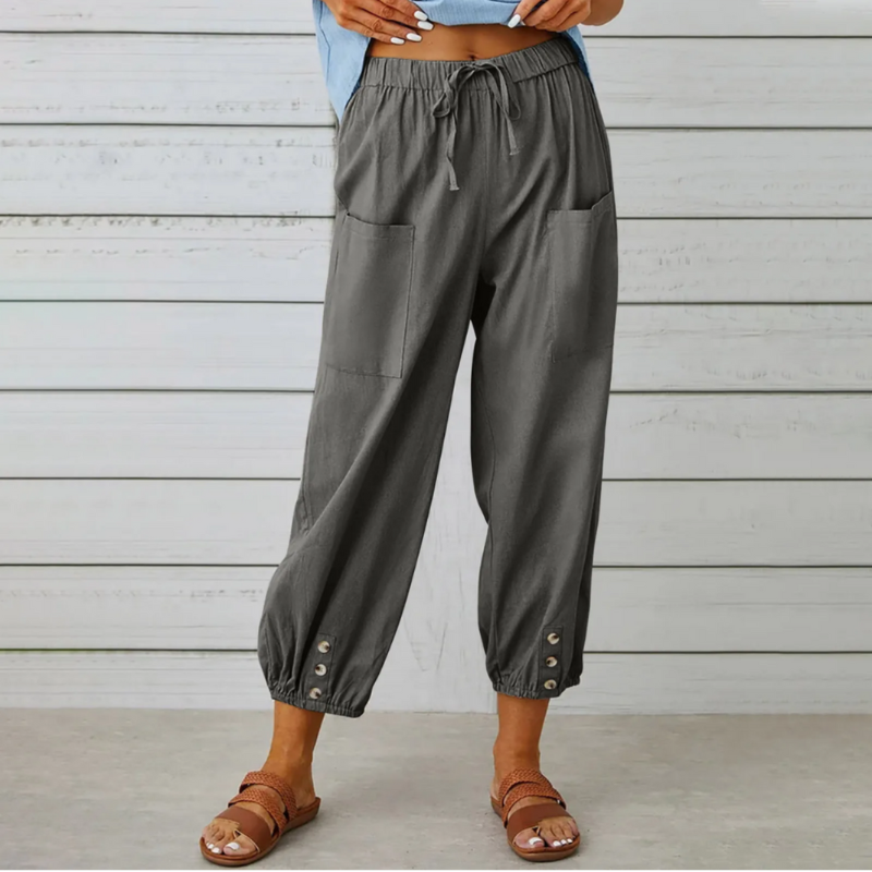 Pantalon Femme Décontracté Taille Haute Lin confortable