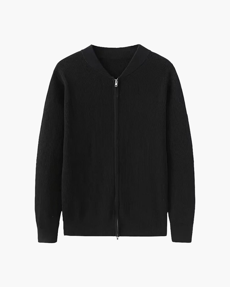 Pull en maille pour homme col montant à fermeture éclair