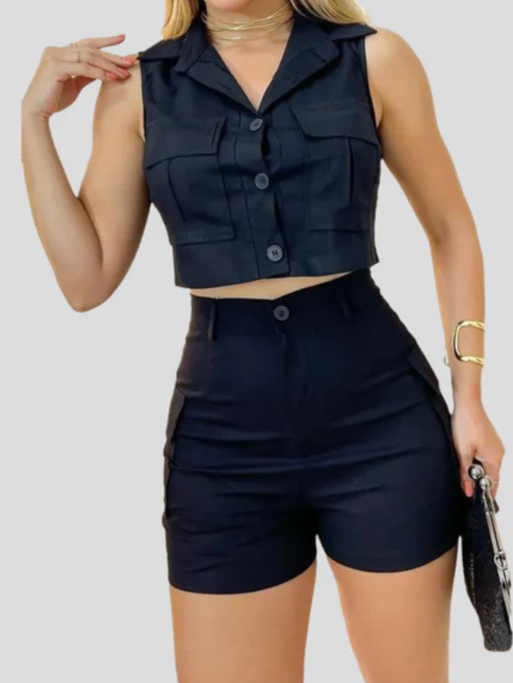 Ensemble Été Femme - Top Court et Short Décontracté Taille Adaptée