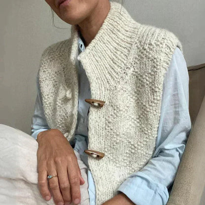 Gilet En Tricot Classique Avec Fermeture À Boutons Pour Femme | Beige