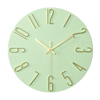 Horloge Murale Design Bois et Chiffres Dorés