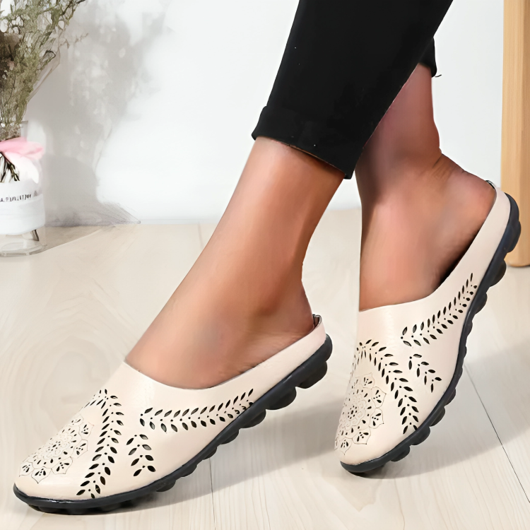 Mocassins Femme Cuir Souple à Bout Arrondi