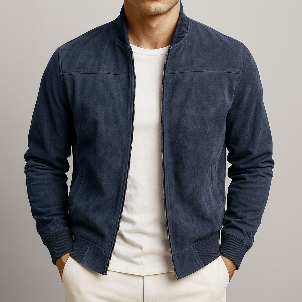 Veste Homme Cuir Suédé Coupe Classique