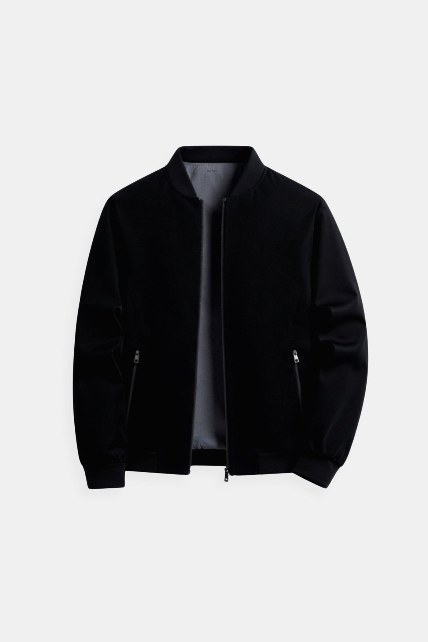 Veste Bomber Homme Noir et Gris Cuir