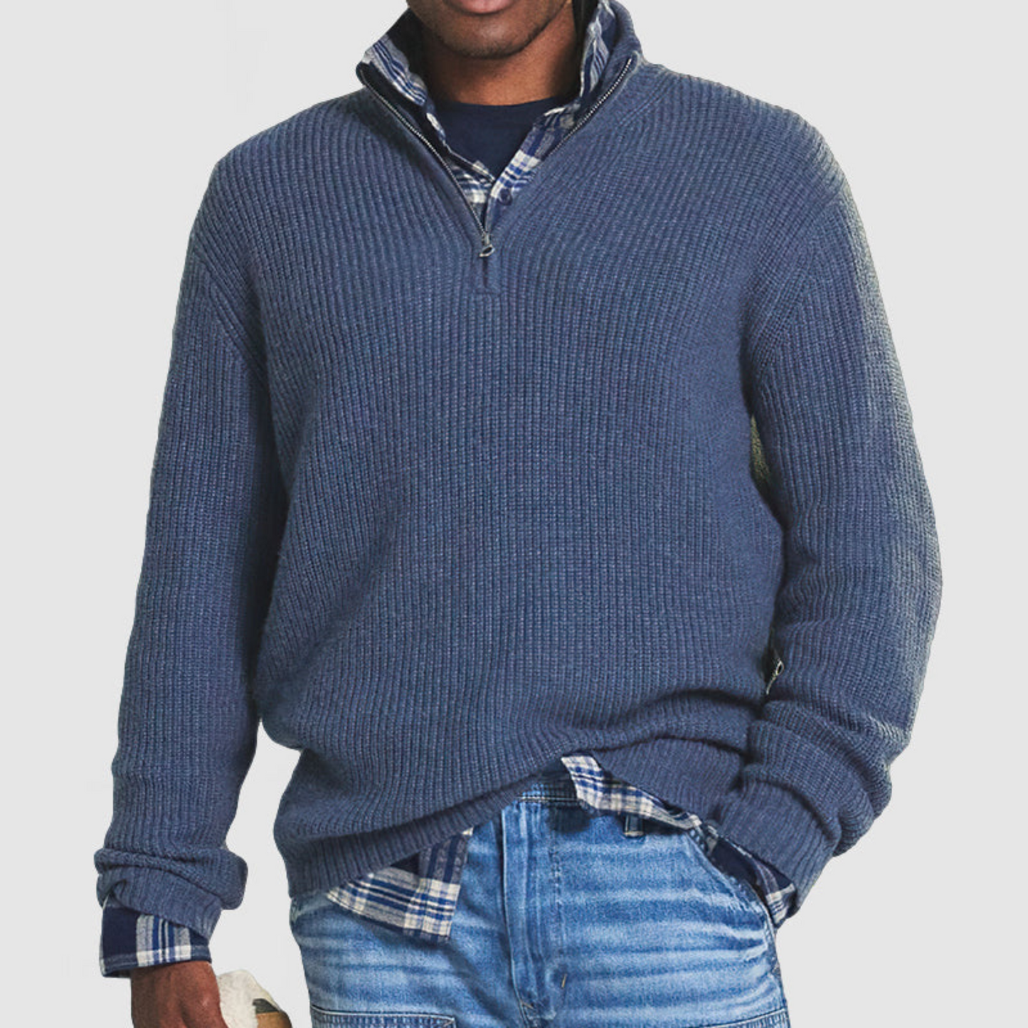 Pull Homme Hiver Chaud et Douillet à Fermeture Éclair