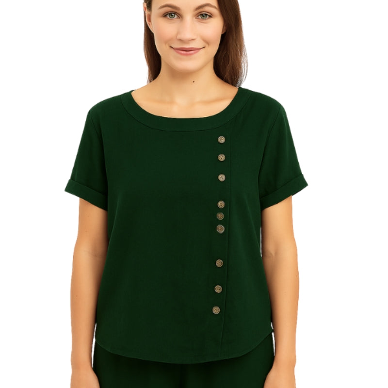 Blouse Femme Élégante Manches Courtes Boutons Avant