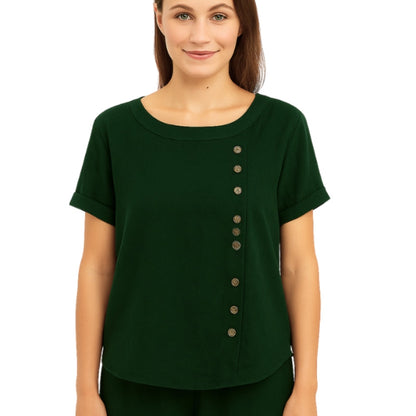 Blouse Femme Élégante Manches Courtes Boutons Avant