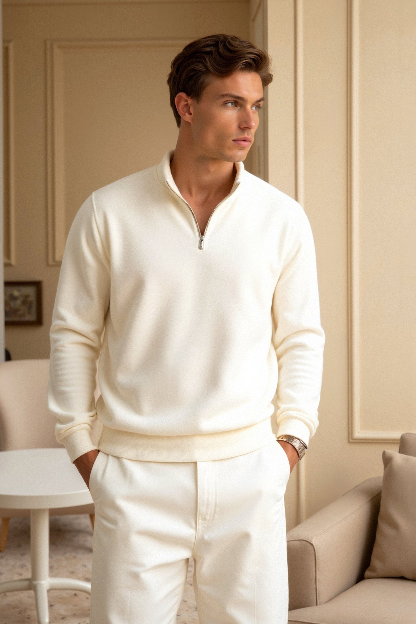 Pull Fleece Zippé Chaud et Élégant pour Homme