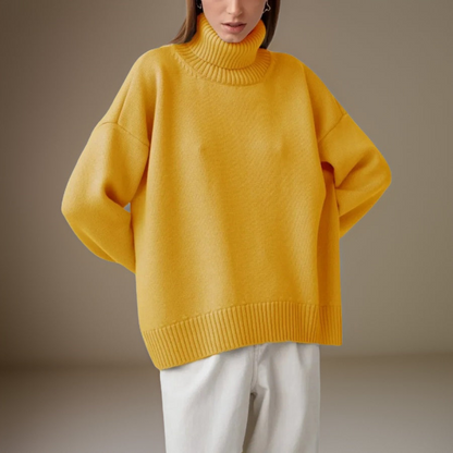 Pull Col Roulé Femme Élégant Hiver