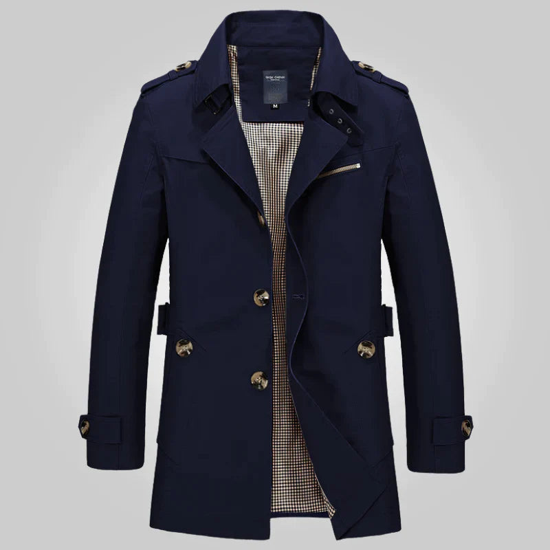 Manteau Homme Long Élégant Trench Classique en Coton