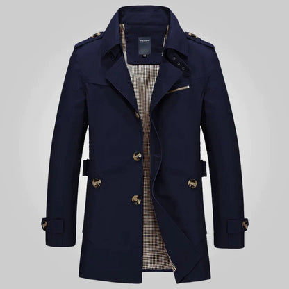 Manteau Homme Long Élégant Trench Classique en Coton